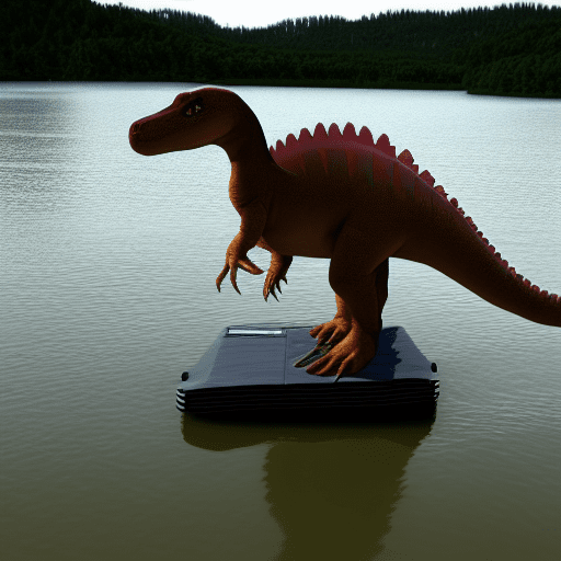 1264762034_Dinosaur_standing_on_a_computer_which_floats_in_a_lake.png