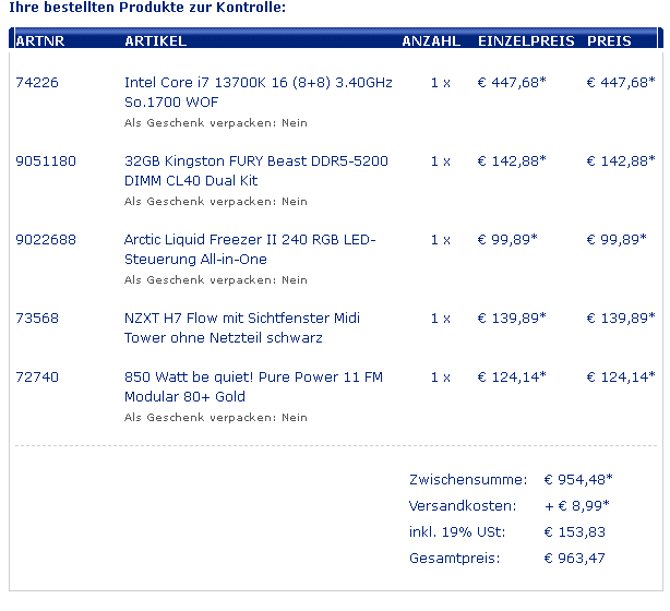 Intel Core i7 13700K 16 (8+8) 3.40GHz So.1700 WOF - Sockel 1700