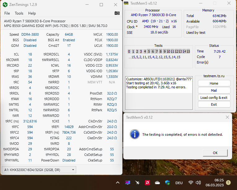 1T RDWR 10 WRRD 1 tRFC 312 ProcODT 32 vSOC 1,1375 VDDP 0,835 CAD 24 vDIMM 1,33 Setup 55 PMU 10...png