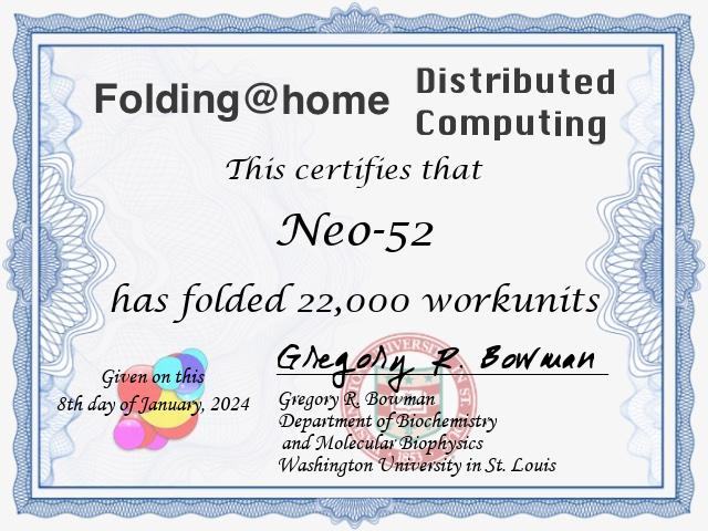 2024-01-08 FoldingAtHome-wus-certificate-595398297 - Rank 198 - 12 Mrd Pts - 22000 WUs.jpg