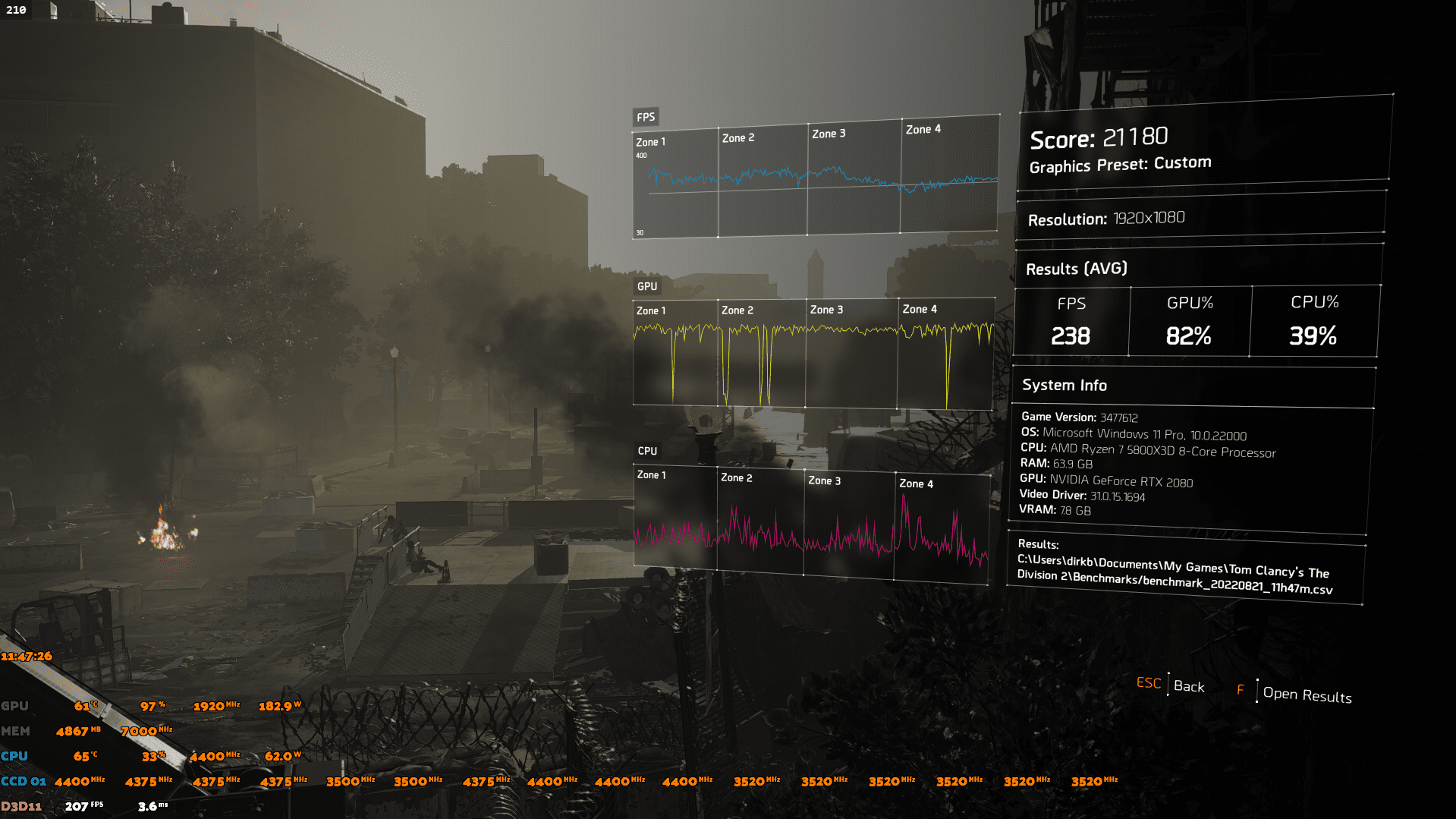 5800x3d + 2080 + 2666CL20-19-12-43 Benchmark Div 2  niedrig + V-SYNC aus.png