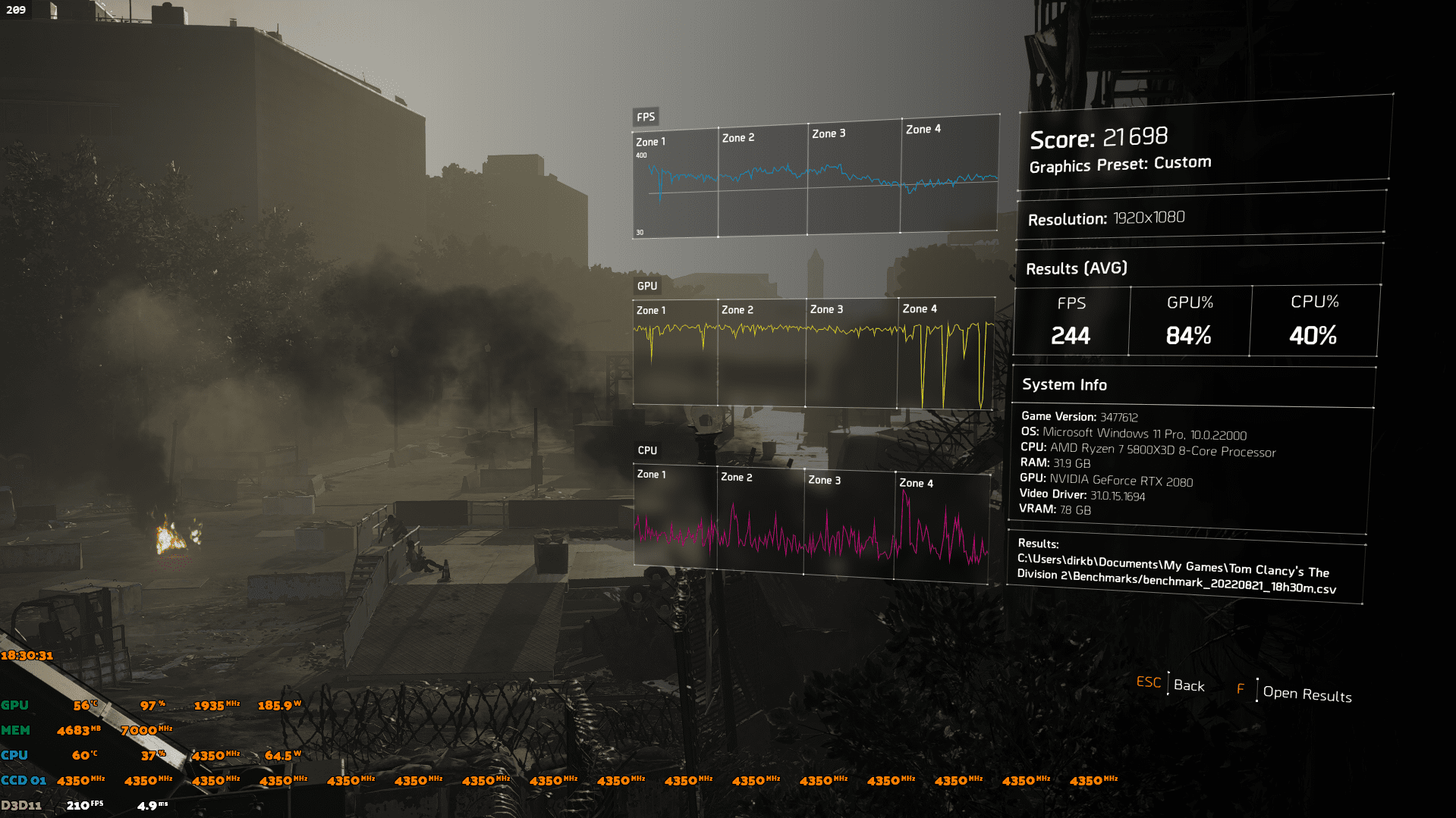 5800x3d + 2080 + 3000CL14-14-14-34 Benchmark Div 2  niedrig + V-SYNC aus.png