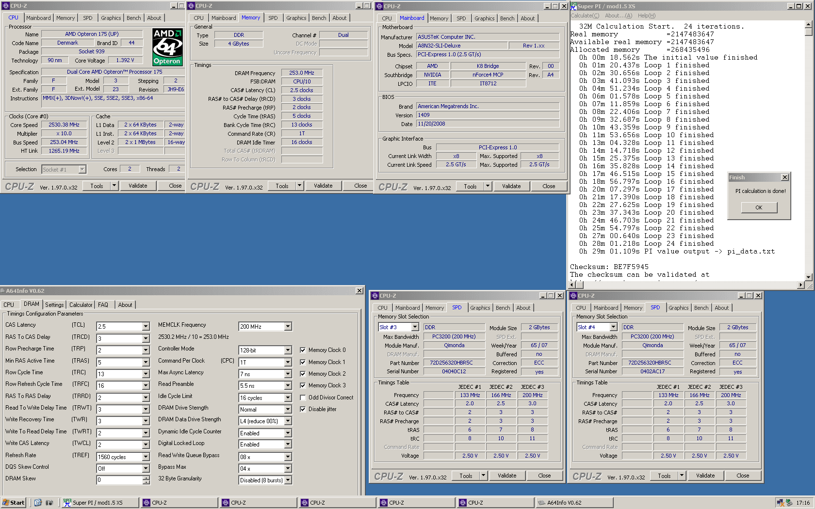 A8N32SLI-Opteron 175 2530MHz - Qimonda CF-5 253MHz C2.5-3-2-5 1T DC2.8v - ECC off - PI 32M.png