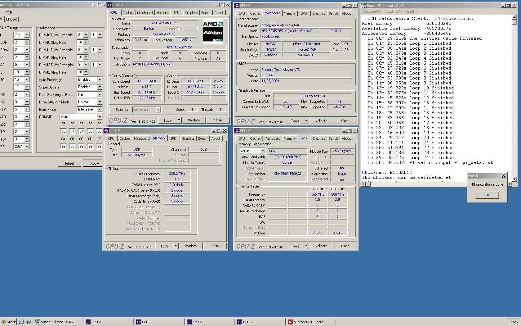 Athlon XP-M 2800+ 3057MHz 1.925v - 235MHz FSB - C2-2-2-5 1T - SS - PI 32M - 30.04.532 - extra ...jpg