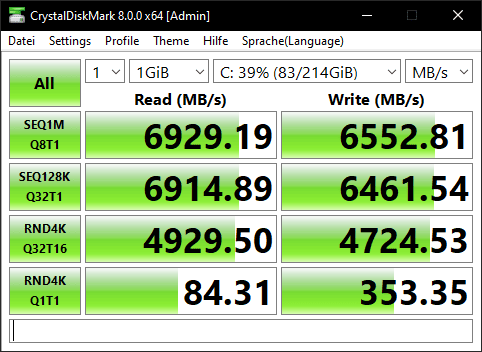 Lese- und Schreibrate von SN850X im NVME-Modus.png