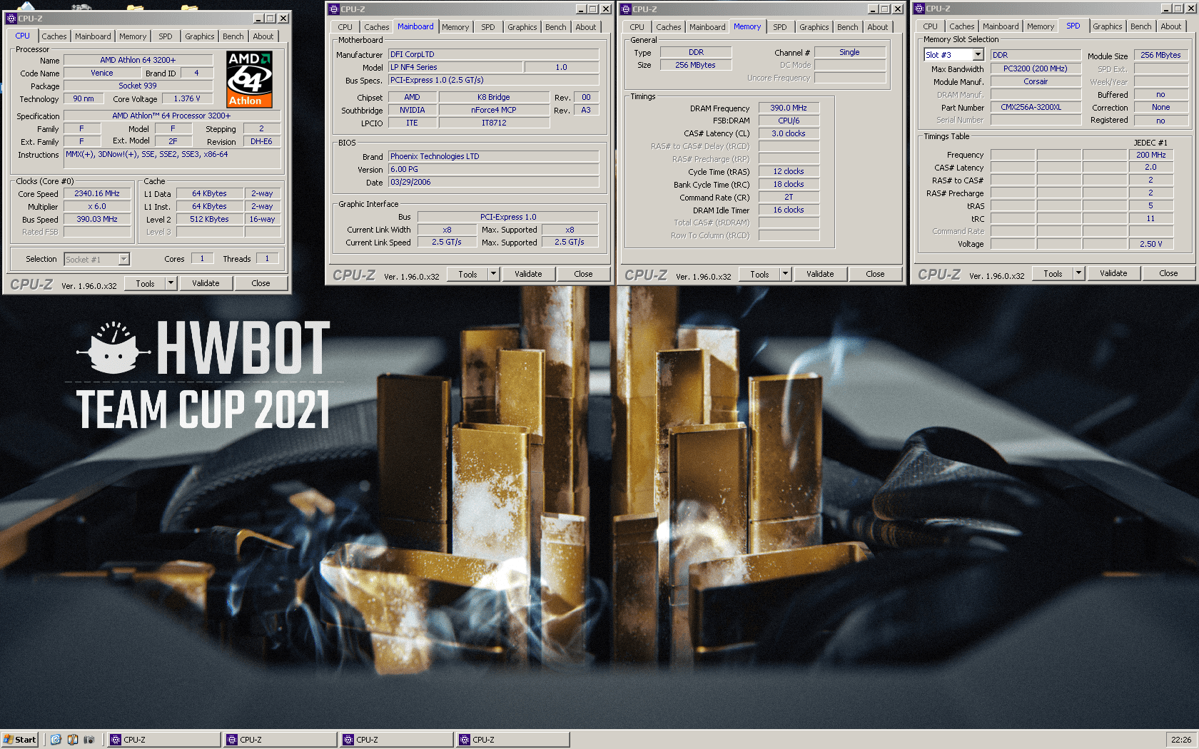 WinXP_NF4_UltraD - Venice 3200+ DIGG_DE -  Memory 390MHz  C3 3.1v - CPUz.png