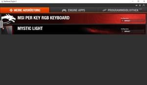 Die Software des MSI GE73 8RF Raider RGB