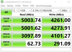 Die M.2-Performance über den Core i7-11700K mit PCIe 4.0 x4