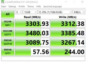 Die M.2-Performance über den Z590-Chipsatz mit PCIe 3.0 x4