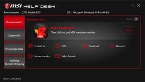 Die Software des MSI GS75 Stealth 8SG