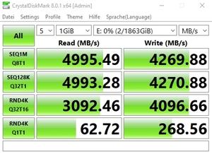 Die M.2--Performance über den Core i7-11700K mit PCIe 4.0 x4.