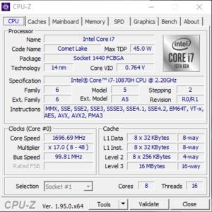 GPUz und CPUz des Aorus 15P XC-8DE