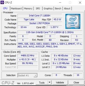 GPUz und CPUz des Gigabyte AORUS 15P KD