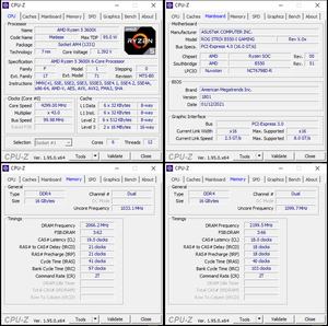 oben links: CPU-OC; unten links: RAM-OC mit XMP; unten rechts: manuelles RAM-OC