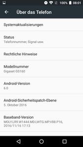 Ausgeliefert wird das GS160 mit Android 6, ein Update wird es vermutlich nicht geben