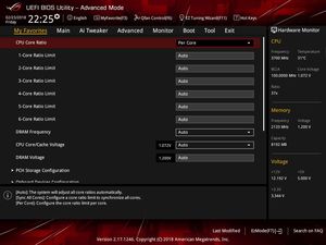 Die UEFI-Advanced-Ansicht beim ASUS ROG Strix Z370-F/Z370-I Gaming