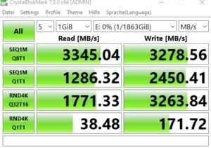 Die M.2-Performance über den Z490-Chipsatz mit PCIe 3.0 x4.