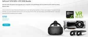 HTC Vive im Bundle mit GeForce GTX 1070