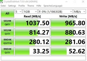 Die USB-3.2-Gen2-Performance über den Ryzen 5 3600X.