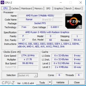 GPUz und CPUz des ASRock Mars 4500U