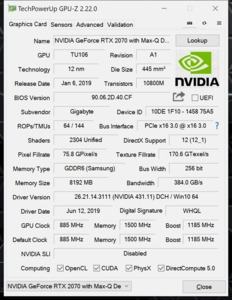 GPUz und CPUz des Gigabyte Aero 15 OLED