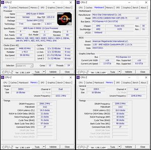 oben links: CPU-OC; unten links: RAM-OC (XMP); unten rechts: manuelles RAM-OC