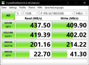 Die USB-3.2-Gen1-Performance über den ASMedia ASM1074