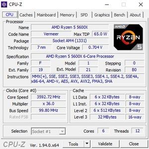 CPUz des AMD Ryzen 9 5900X und Ryzen 5 5600X