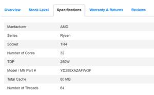 AMD Ryzen Threadripper 2990X in Kanada gelistet