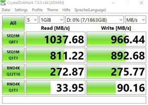 Die USB-3.2-Gen2-Performance über den Ryzen 5 3600X.