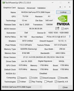 GPUz und CPUz des Alienware Area-m51 R2