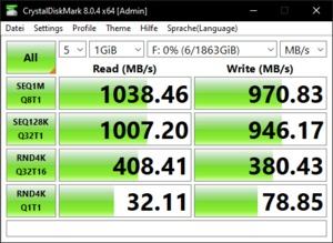 Die USB-3.2-Gen1-Performance mit Gen2-Werten über den Ryzen 9 5900X