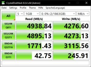 Die M.2-Performance über den Ryzen 9 5900X mit PCIe 4.0 x4