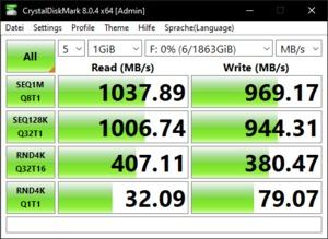 Die USB-3.2-Gen2-Performance über den Ryzen 9 5900X