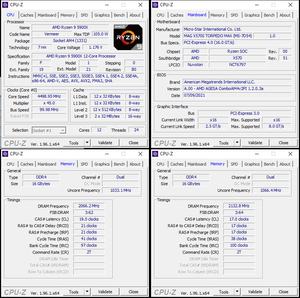 oben links: CPU-OC; unten links: RAM-OC (XMP); unten rechts: manuelles RAM-OC