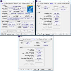 Links oben: CPU-OC; rechts oben: RAM-OC mit XMP; unten: manuelles RAM-OC