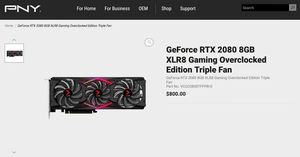 Technische Daten der PNY GeForce RTX 2080 XLR8 und PNY GeForce RTX 2080 Ti XLR8