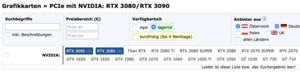 Liefersituation der GeForce RTX 3080 und GeForce RTX 3090