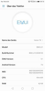 Ab Werk arbeitet das Honor 7X mit Android 7.0 und EMUI 5.1 - zeitgemäß ist das nicht