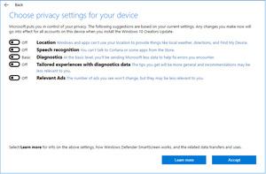 Microsoft Windows 10 Creators Update Privacy Options