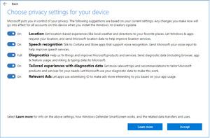 Microsoft Windows 10 Creators Update Privacy Options