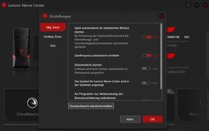 Die Software des Lenovo Legion Y920T