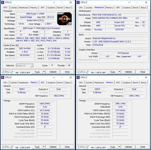 oben links: CPU-OC; unten links: RAM-OC mit XMP; unten rechts: manuelles RAM-OC