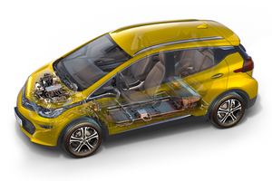 Die Akkus des Opel Ampera-e sitzen im Boden, der Motor ist an der Vorderachse untergebracht