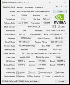 GPUz und CPUz des Alienware M15 R3