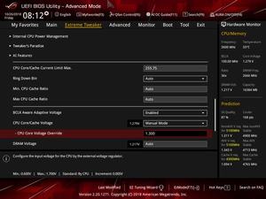 Mit Coffee Lake Refresh führt Intel zwei Powerlimits ein, die ASUS im UEFI als CPU Core/Cache Current Limit Max bezeichnet