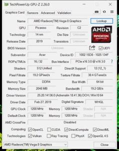 GPUz und CPUz des Acer Aspire 5