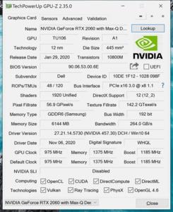 GPUz und CPUz des Dell XPS 17 9700