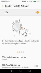 Im Notfall kann die Gear S3 einen Notruf per SMS absetzen, den Auslöser muss der Nutzer aber selbst betätigen