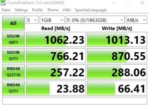 Die USB-3.2-Gen2-Performance über den Z490-Chipsatz.